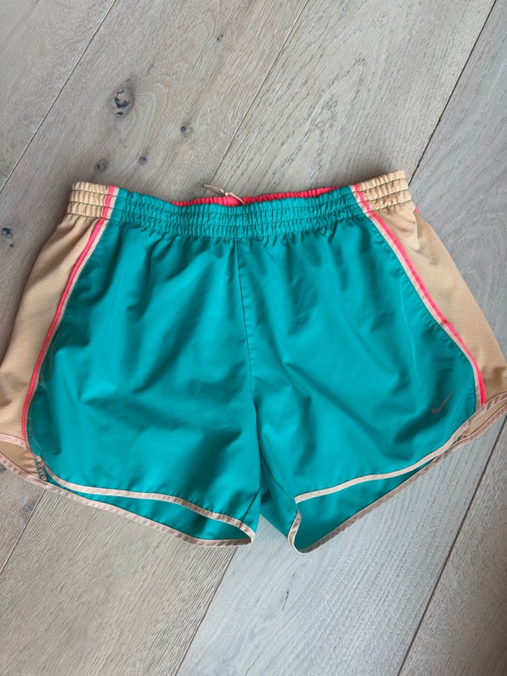 Nike Women's Teal Shorts with Peach Trim